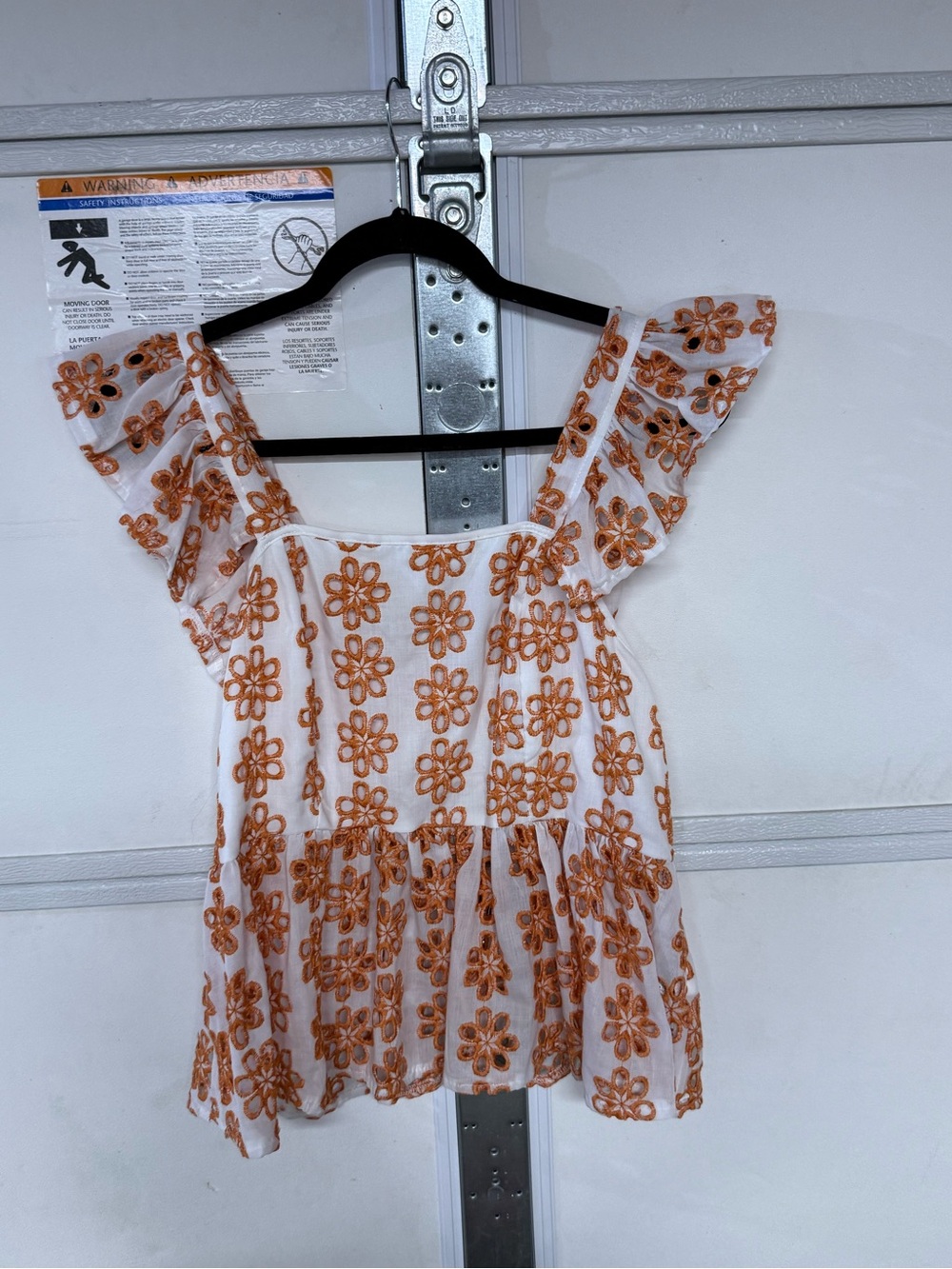SHEIN White Camisole with Orange Floral Eyelet